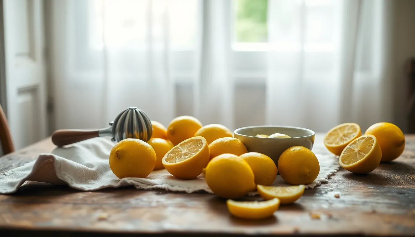 신선한 레몬과 레몬즙