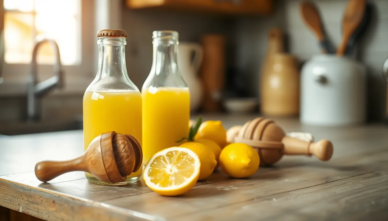 레몬즙이 가득 담긴 주방 이미지