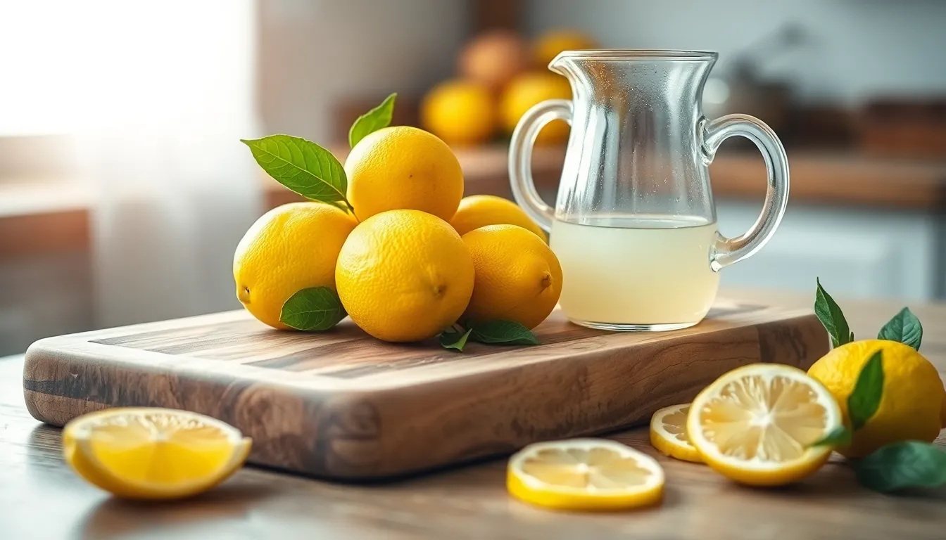 신선한 레몬과 레몬즙