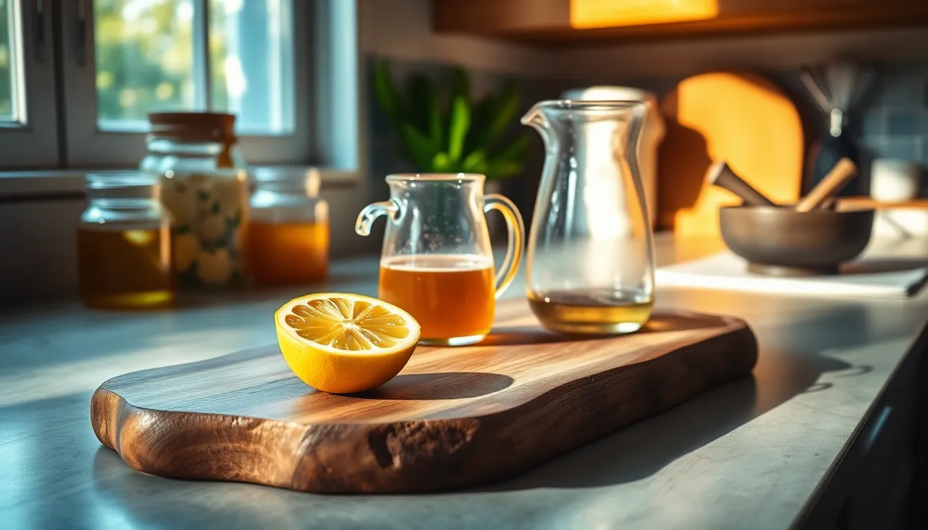 상큼한 레몬 에이드와 레몬 조각