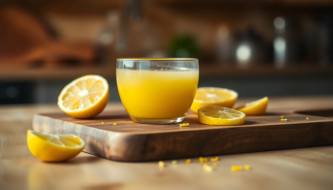 상큼한 레몬 조각과 레몬즙